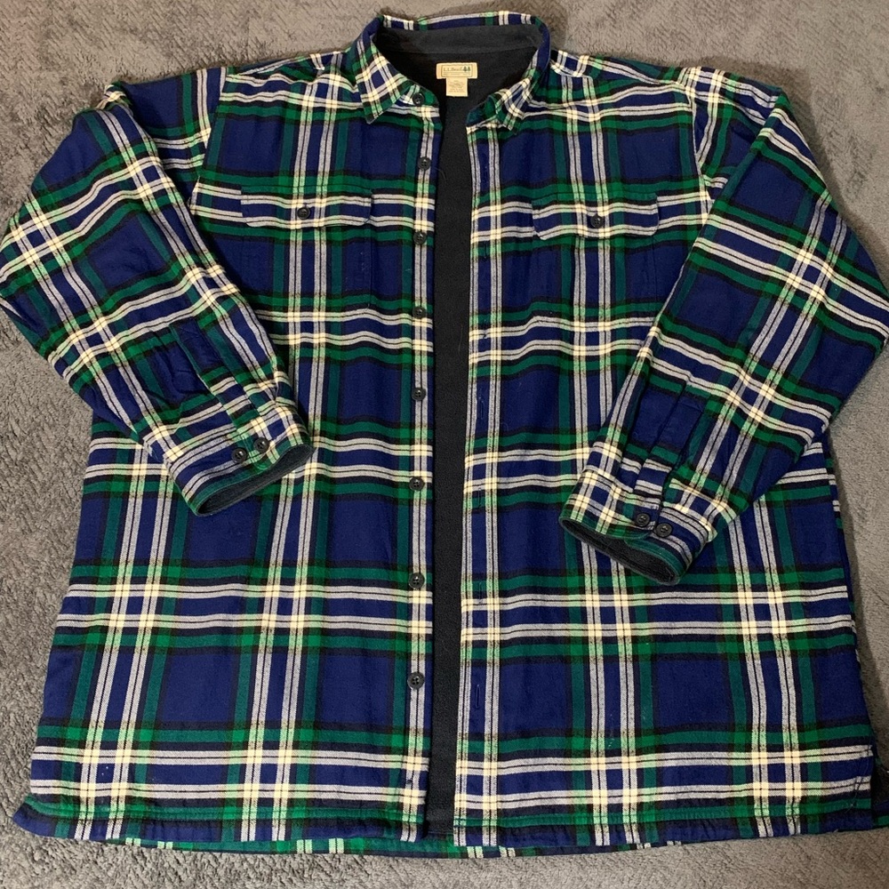 LL Bean Plaid‎ Fleece Lined Flannel Jacket - XXL tall